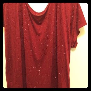 Apt9 Red dressy blouse, metallic studs.